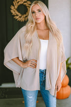 Apricot Lace Trim Ribbed Oversize Kimono