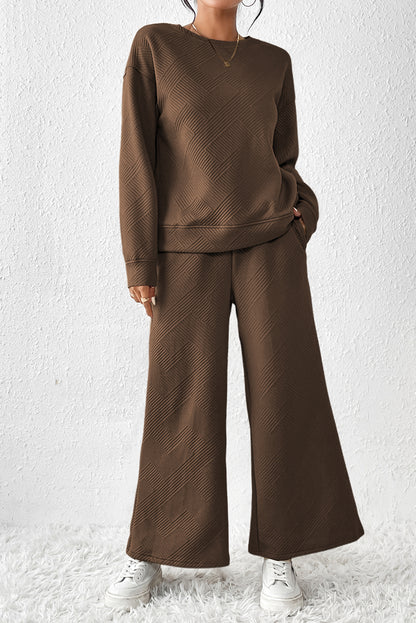 Gray Ultra Loose Textured 2pcs Slouchy Outfit