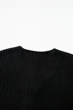 Jungle Green V Neck Buttoned Ribbed Knit Top