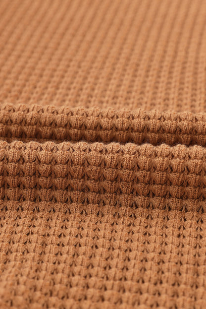 Pink Waffle Knit Button Up Casual Shirt