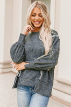 Rose Acid Wash Relaxed Fit Seamed Pullover Sweatshirt with Slits