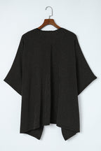 Apricot Lace Trim Ribbed Oversize Kimono