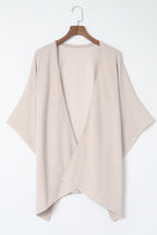 Apricot Lace Trim Ribbed Oversize Kimono