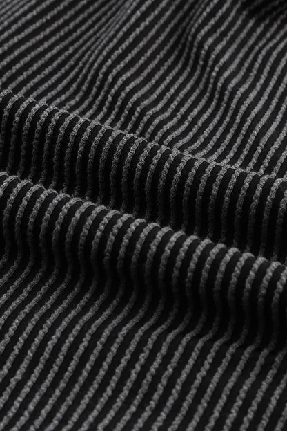 Pink Roll Tab Sleeve Ribbed Cording Shacket