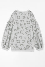 Leopard Animal Print Drop Shoulder Loose Sleeve Casual Top