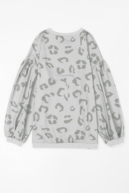 Leopard Animal Print Drop Shoulder Loose Sleeve Casual Top