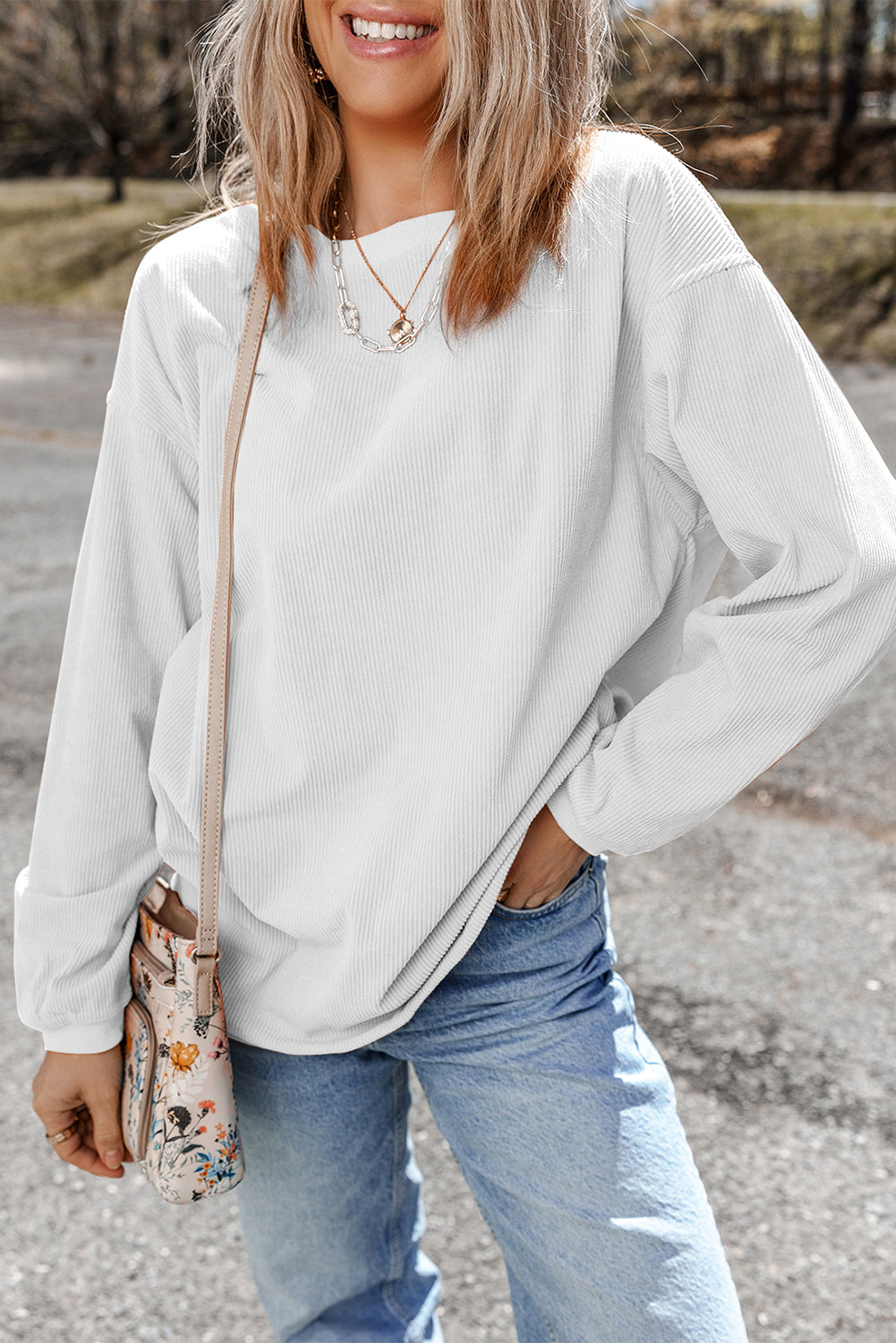 Orange JOLENE Ribbed Corded Oversized Sweatshirt