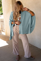 Apricot Lace Trim Ribbed Oversize Kimono