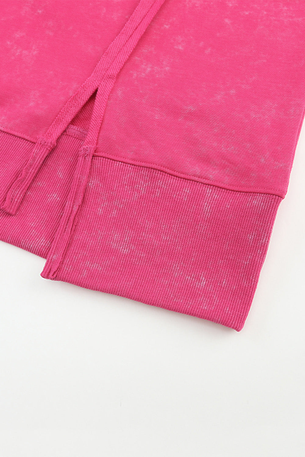 Rose Acid Wash Relaxed Fit Seamed Pullover Sweatshirt with Slits