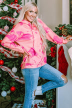 Peach Blossom Tie Dye Kangaroo Pocket Drawstring Hoodie