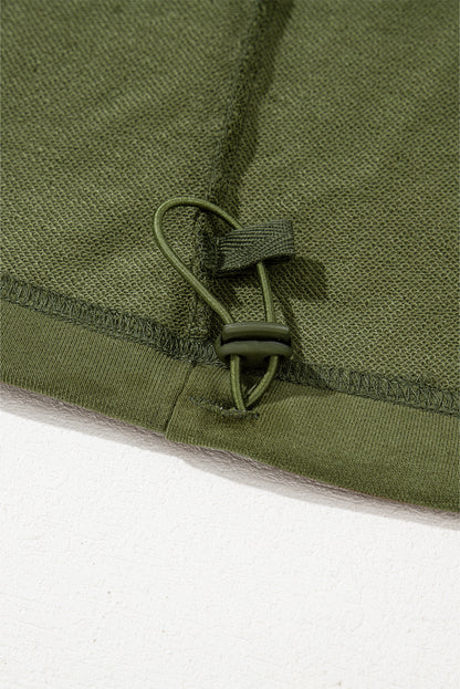 Parchment Solid Kangaroo Pocket Half Zipper Oversized Hoodie