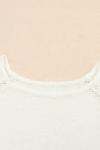 White Long Sleeve Cutout Shoulder Relaxed Sweater