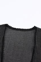 Apricot Lace Trim Ribbed Oversize Kimono