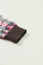 Apricot Plaid Raglan Sleeve Sweatshirt