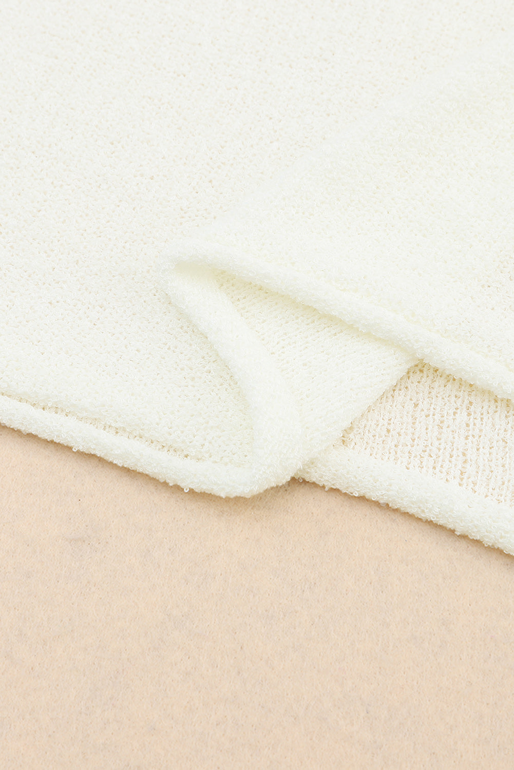 White Long Sleeve Cutout Shoulder Relaxed Sweater