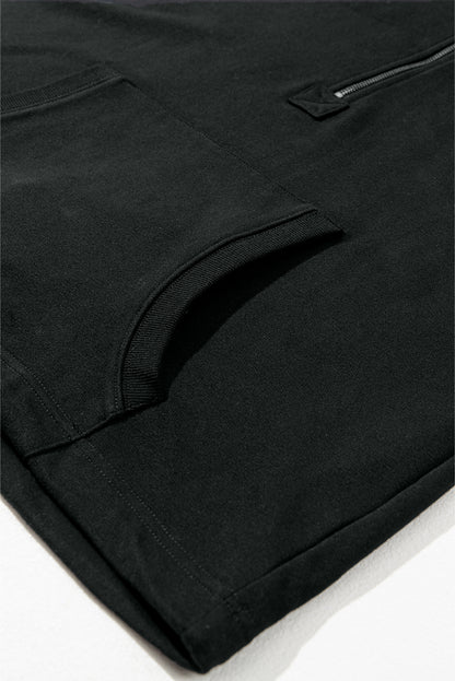 Parchment Solid Kangaroo Pocket Half Zipper Oversized Hoodie