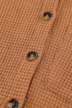 Pink Waffle Knit Button Up Casual Shirt