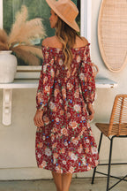 Ruby Frilled Shirred Knotted High Waist Floral Dress