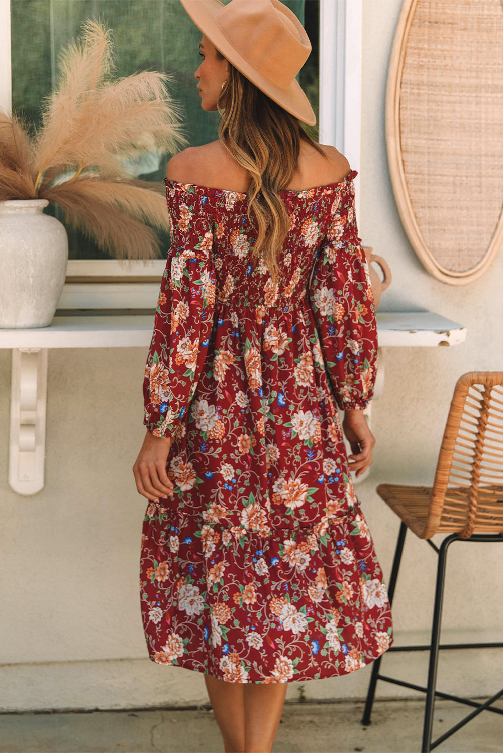 Ruby Frilled Shirred Knotted High Waist Floral Dress