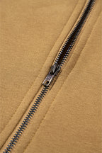 Parchment Solid Kangaroo Pocket Half Zipper Oversized Hoodie