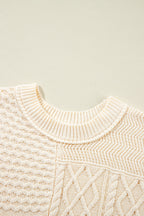 Beige Cable Knit Dolman Armholes Sweater Tank
