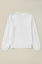 Peach Blossom Flower Detail Knitted Notched Neck Sweater