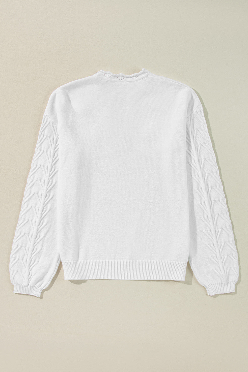 Peach Blossom Flower Detail Knitted Notched Neck Sweater