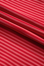 Tomato Red Two Tone Striped Side Buttons Drop Shoulder Top