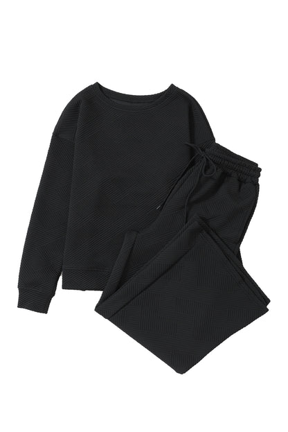 Gray Ultra Loose Textured 2pcs Slouchy Outfit