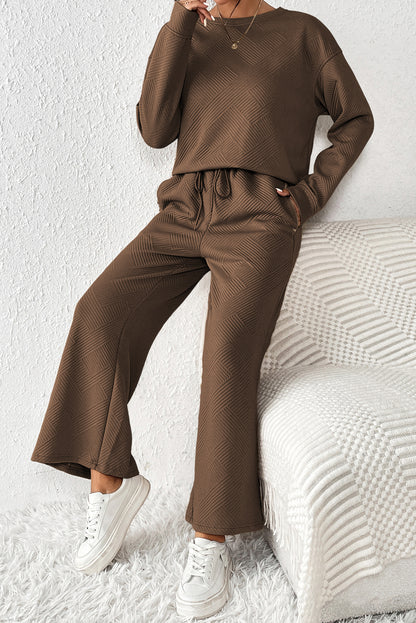 Gray Ultra Loose Textured 2pcs Slouchy Outfit