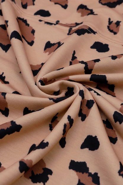 Leopard Animal Print Stitching Loose Long Sleeve Top