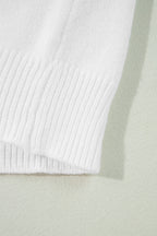 Peach Blossom Flower Detail Knitted Notched Neck Sweater