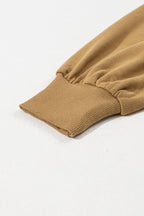 Parchment Solid Kangaroo Pocket Half Zipper Oversized Hoodie