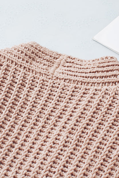 Khaki Buttoned Front Drop Shoulder Knitted Cardigan