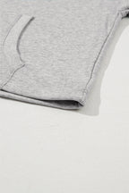 Parchment Solid Kangaroo Pocket Half Zipper Oversized Hoodie