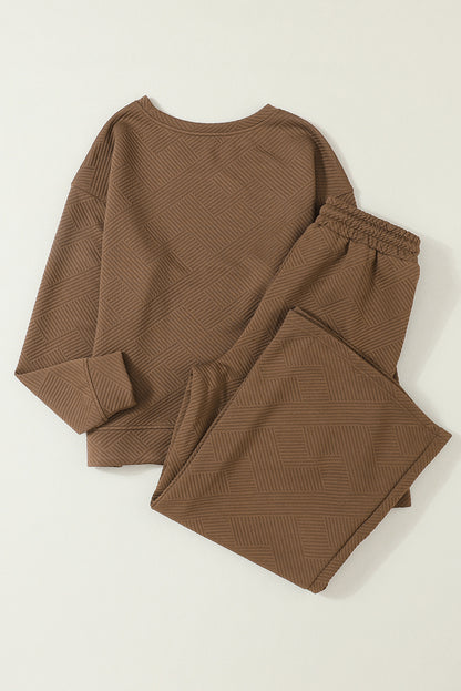 Gray Ultra Loose Textured 2pcs Slouchy Outfit
