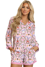 Pink Bow Candy Cane Christmas Nutcracker Print 2pcs Pajama Set