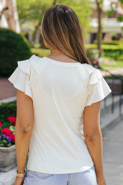 Plain Tiered Ruffled Short Sleeve T Shirt