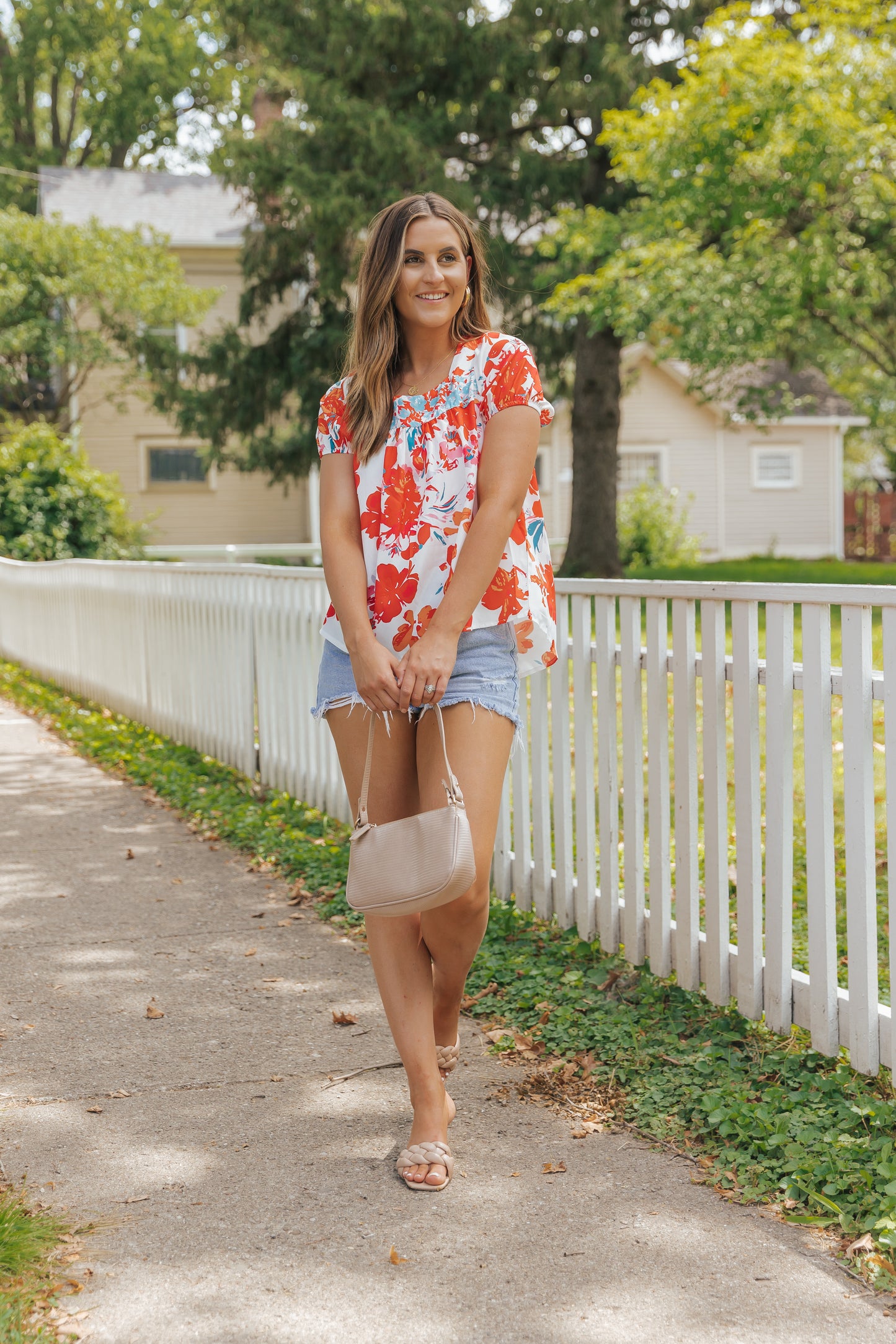 Floral Printed Square Neck Blouse