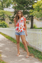 Floral Printed Square Neck Blouse