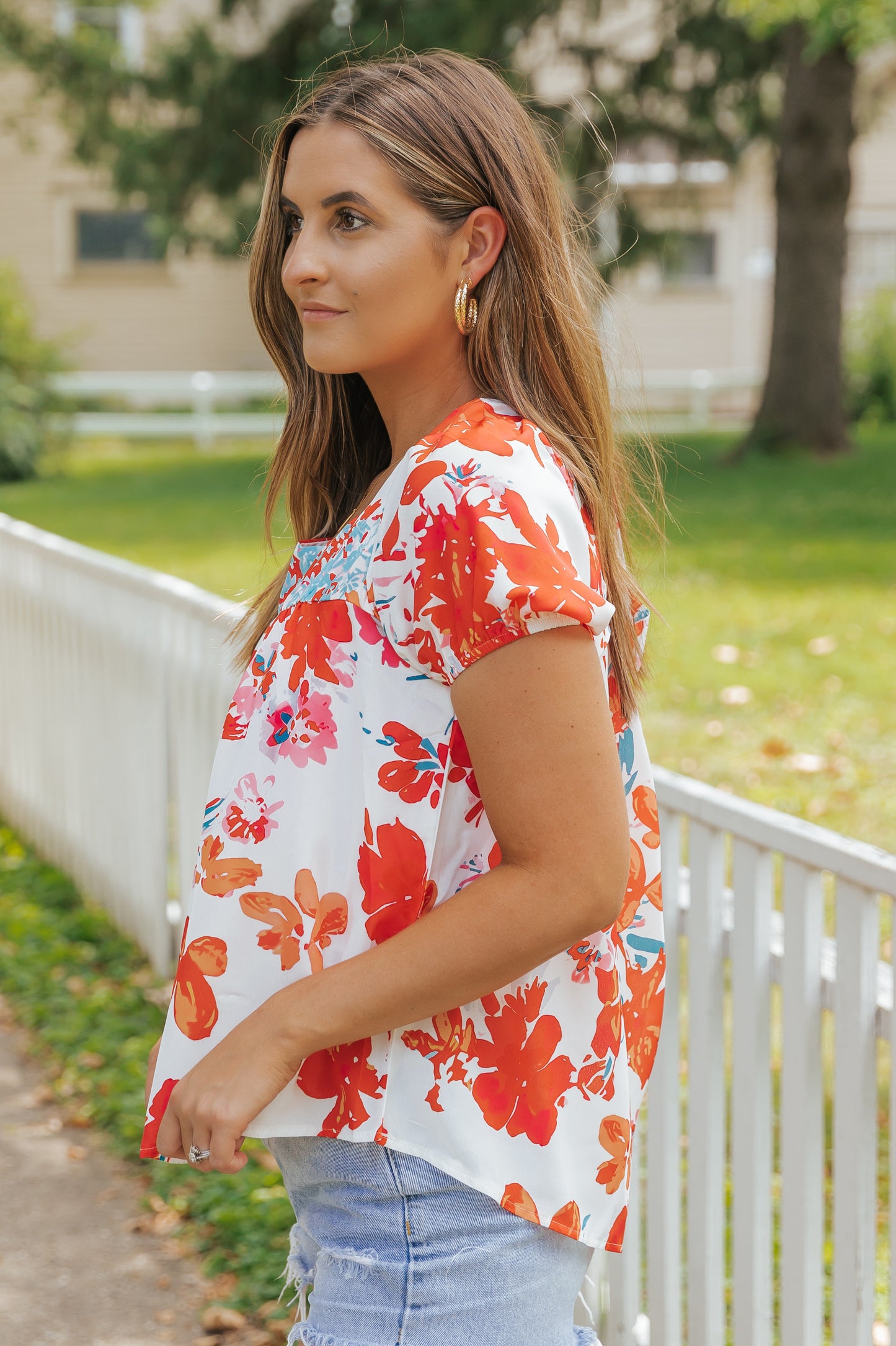 Floral Printed Square Neck Blouse