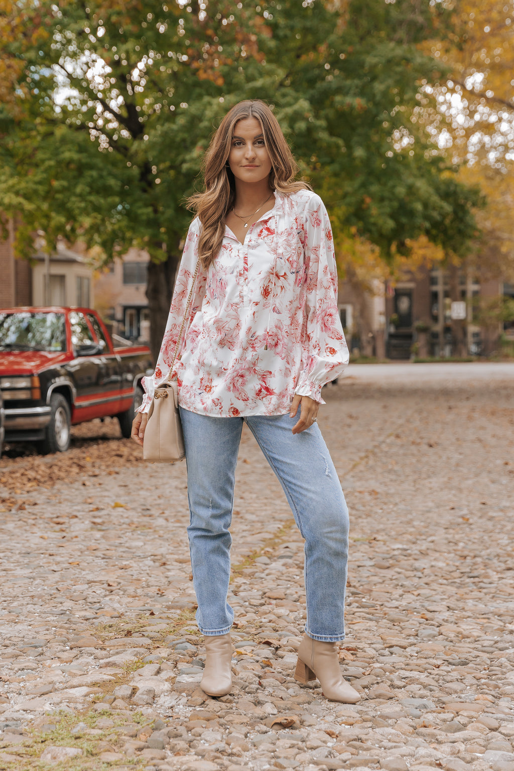 Multicolour Vibrant Floral Printed Ruffle Trim Blouse