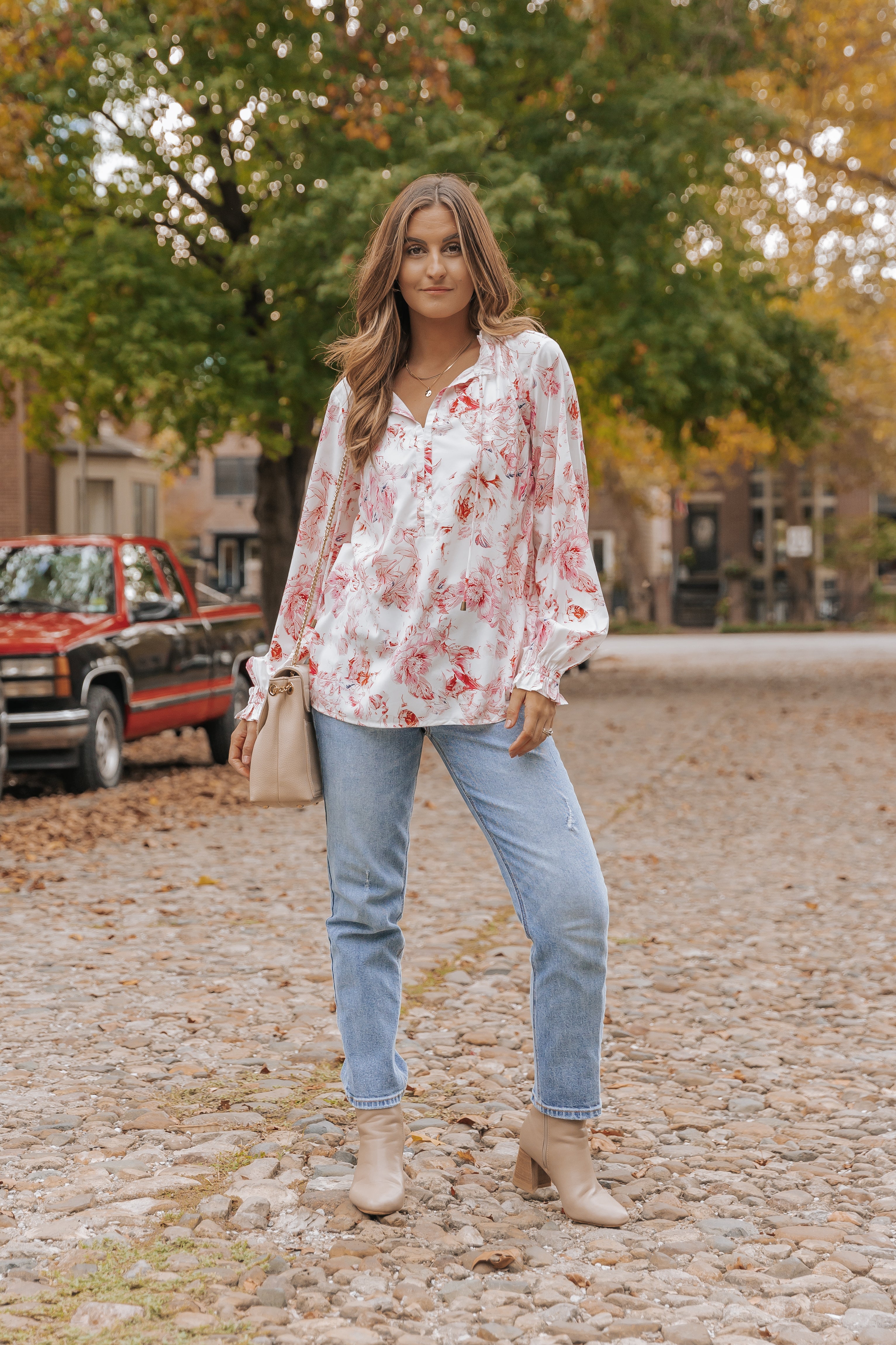 Multicolour Vibrant Floral Printed Ruffle Trim Blouse