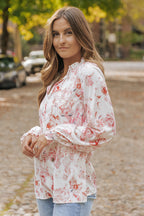 Multicolour Vibrant Floral Printed Ruffle Trim Blouse
