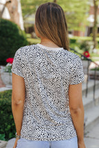 Cheetah Print O-neck Short Sleeve T Shirt