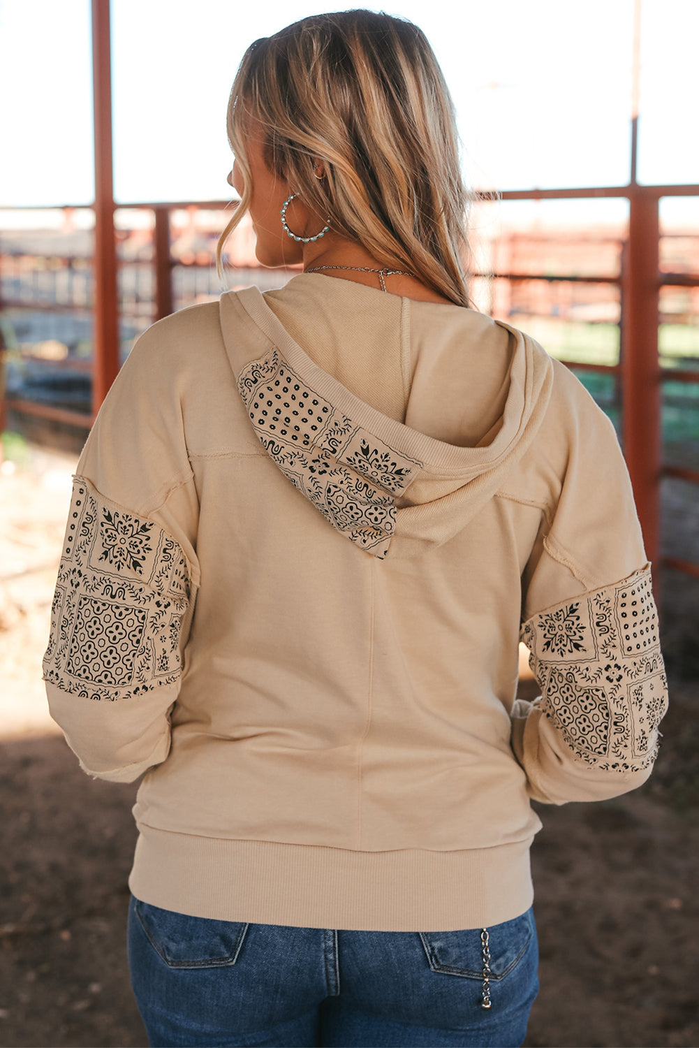 Parchment Printed Patchwork Hooded Jacket