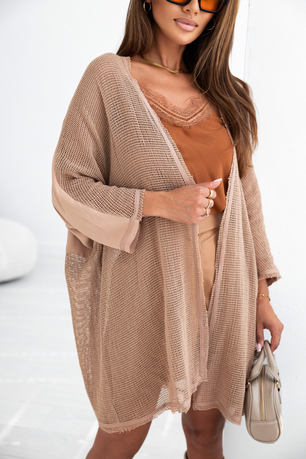 Khaki Pointelle Patchwork Rae Edge Ccardigan