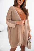 Khaki Pointelle Patchwork Rae Edge Ccardigan
