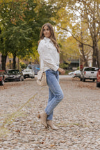 White Lace Patch Chest Pocket Button-Up Shirt