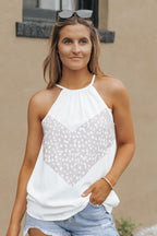 Spotted Print Splice Halter Tank